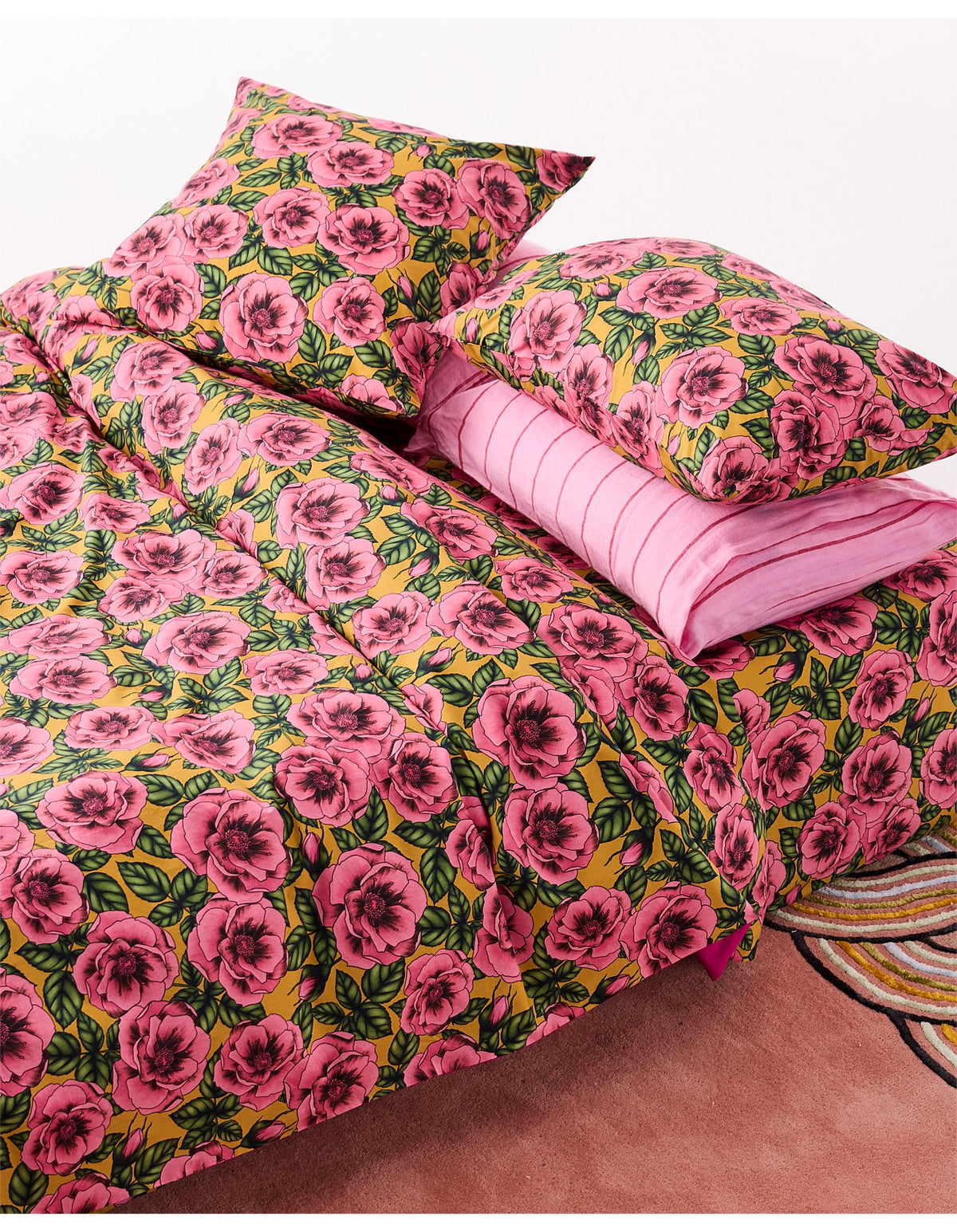 Golden Peony Organic Cotton Quilt Cover Queen