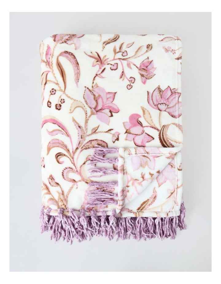 Chenille Fringe Blanket in Blush Floral Print
