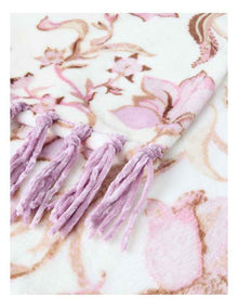 Chenille Fringe Blanket in Blush Floral Print