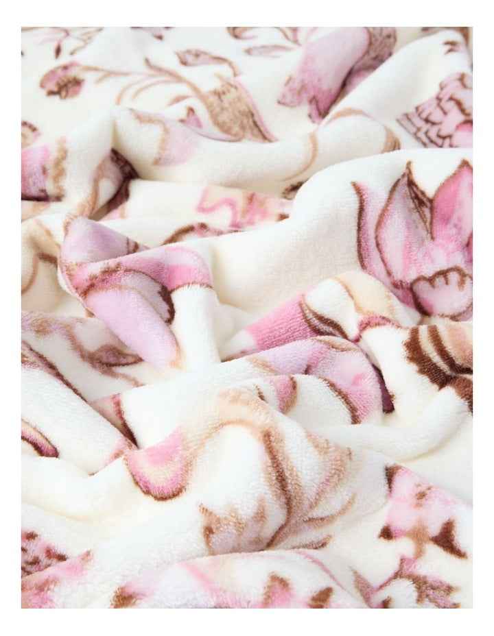 Chenille Fringe Blanket in Blush Floral Print