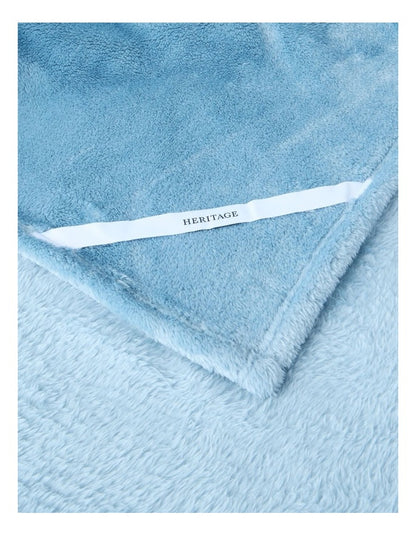 Faux Fur Blanket in Blue Fog
