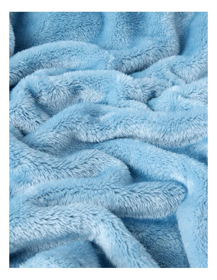 Faux Fur Blanket in Blue Fog