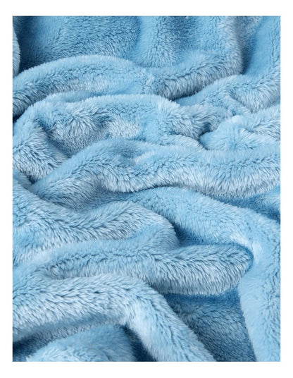 Faux Fur Blanket in Blue Fog