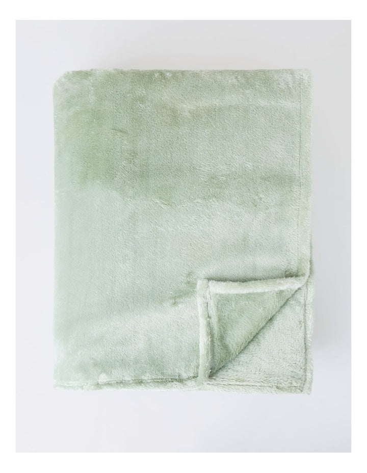Faux Fur Blanket in Sage