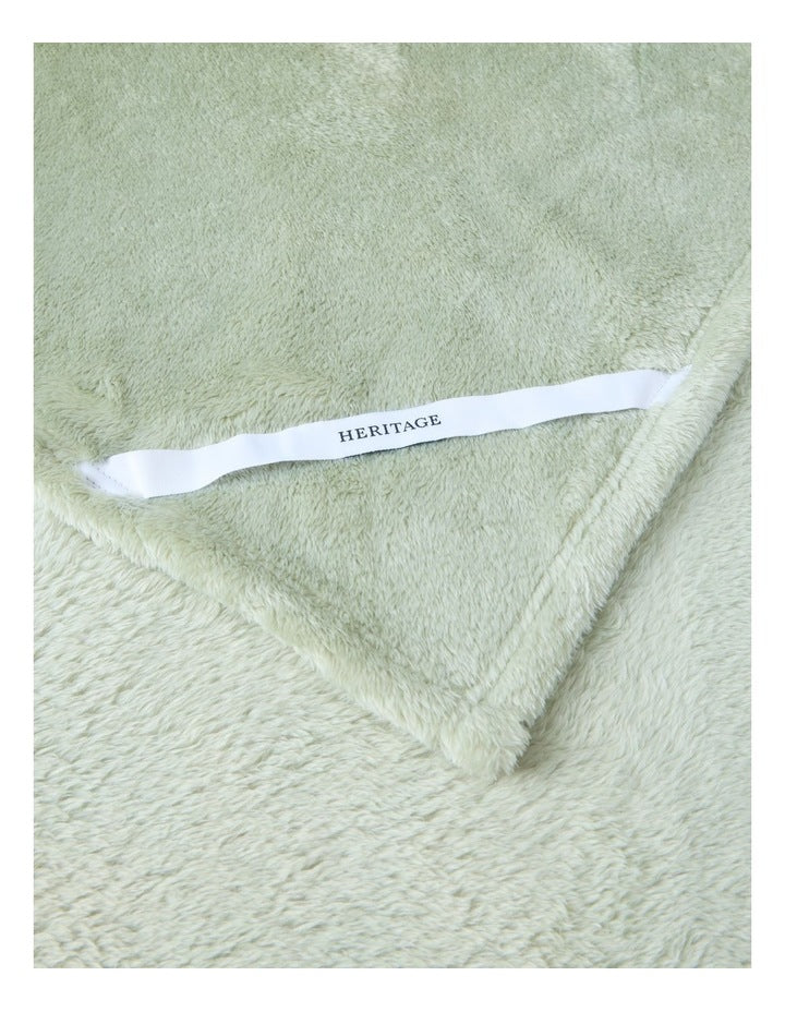 Faux Fur Blanket in Sage