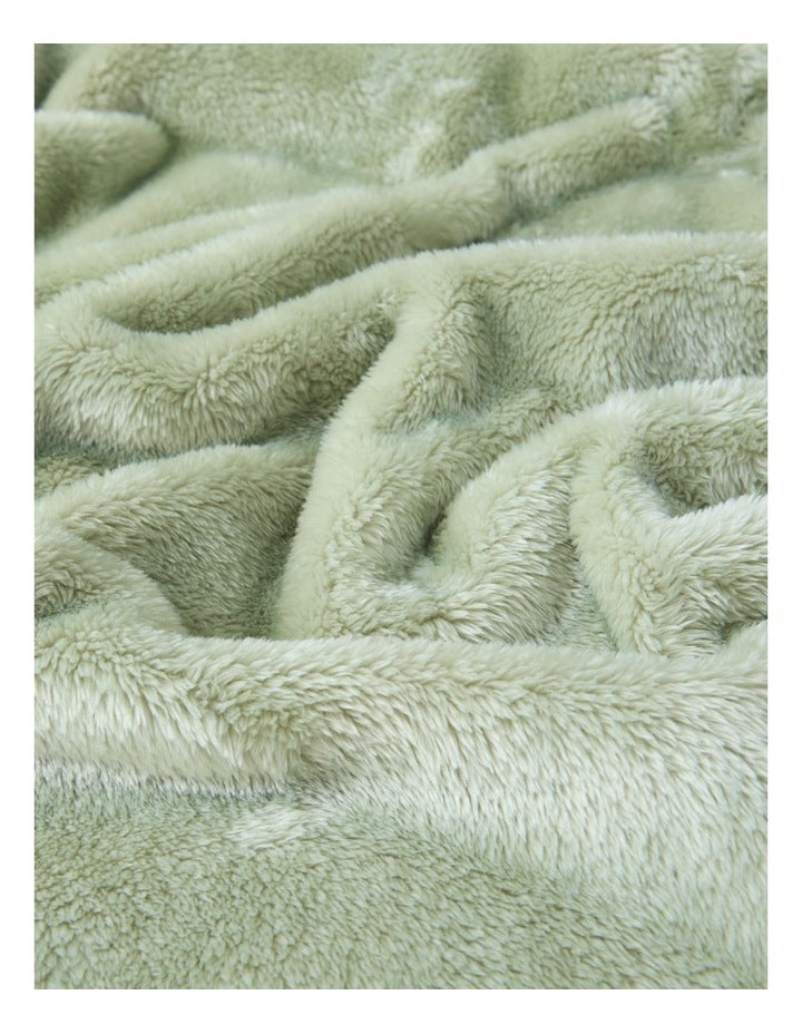 Faux Fur Blanket in Sage