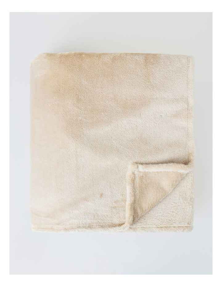 Faux Fur Blanket in Tan