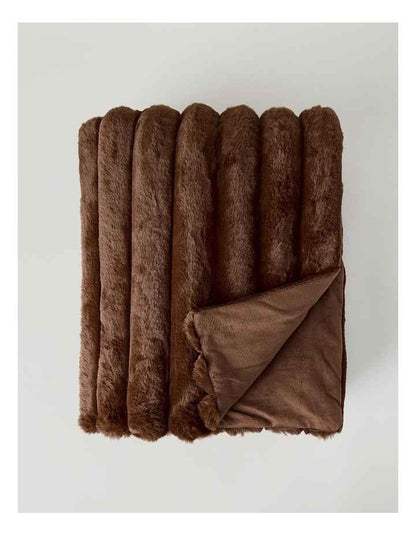 Chunky Rib Blanket in Brown
