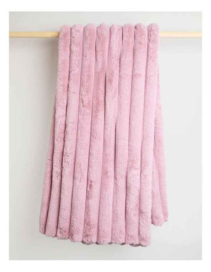 Chunky Rib Blanket in Pink