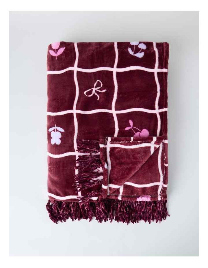 Chenille Blanket in Burgundy Multi