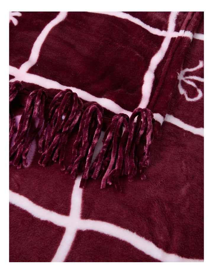 Chenille Blanket in Burgundy Multi