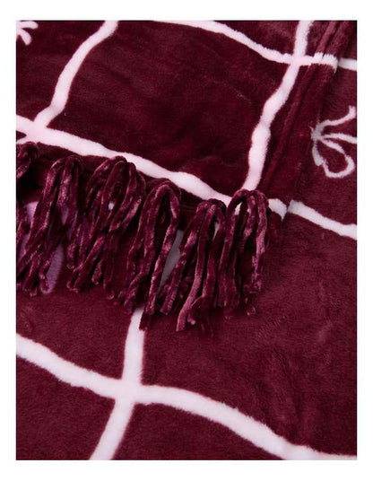 Chenille Blanket in Burgundy Multi