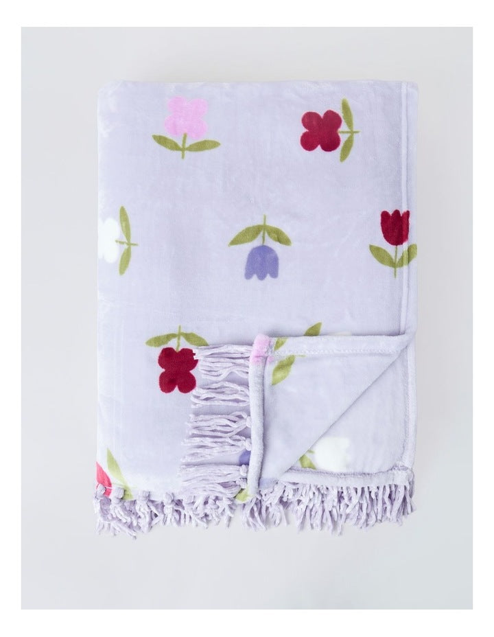 Chenille Blanket in Purple Multi