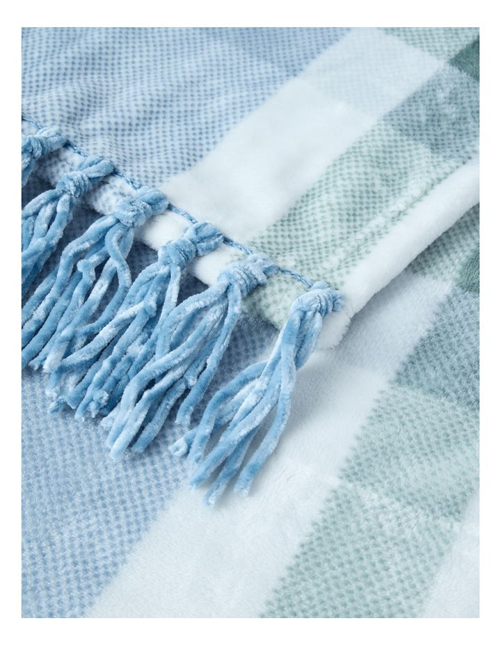 Chenille Blanket in Blue Check