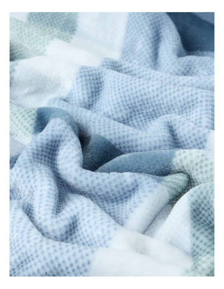 Chenille Blanket in Blue Check