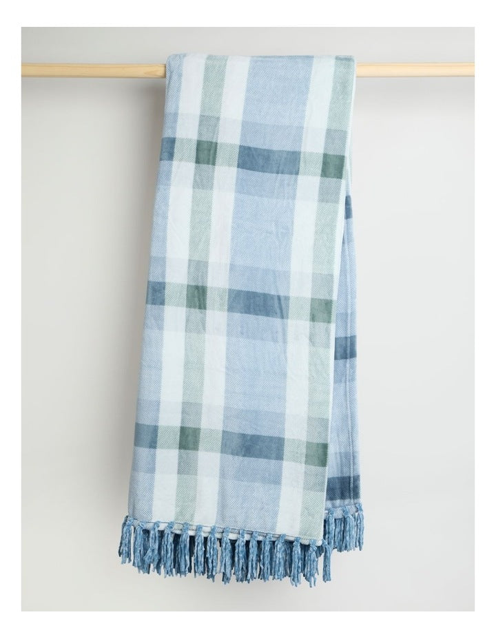 Chenille Blanket in Blue Check