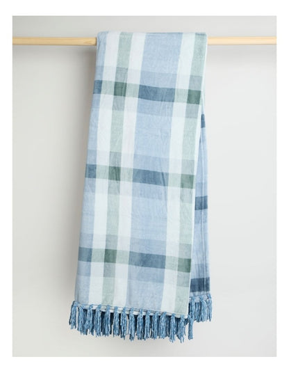 Chenille Blanket in Blue Check