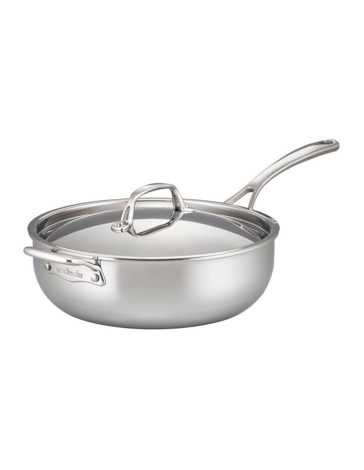 Eternita Stainless Steel Induction Covered Chefs Pan with Helper Handle 28cm in Sliver