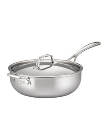 Eternita Stainless Steel Induction Covered Chefs Pan with Helper Handle 28cm in Sliver
