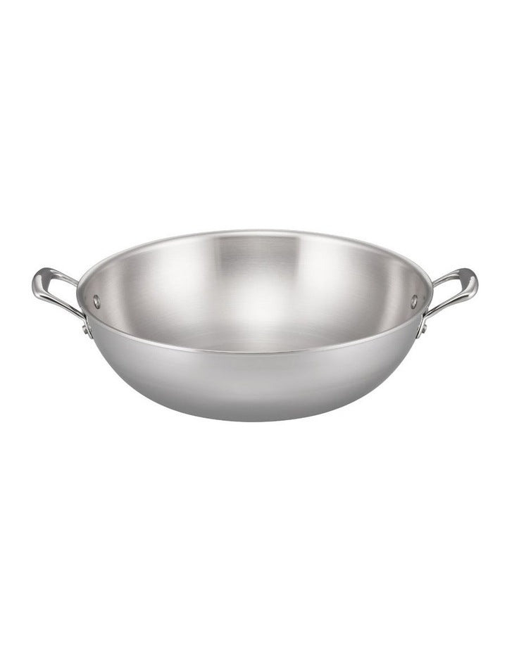 Eternita Stainless Steel Induction Open Wok 34cm in Silver