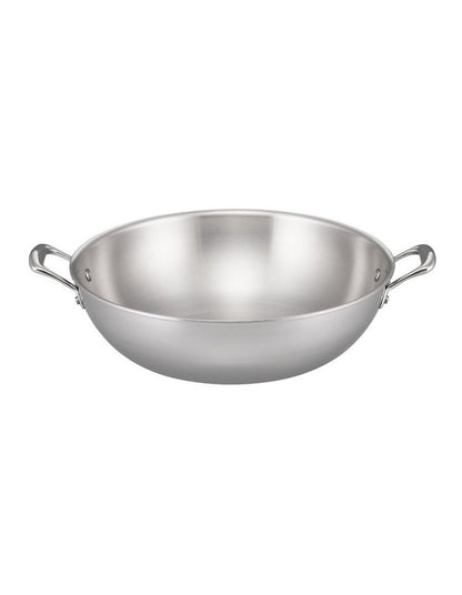 Eternita Stainless Steel Induction Open Wok 34cm in Silver