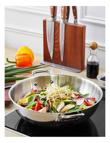 Eternita Stainless Steel Induction Open Wok 34cm in Silver