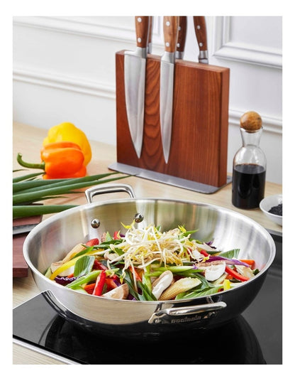 Eternita Stainless Steel Induction Open Wok 34cm in Silver