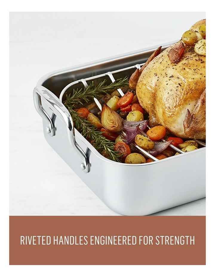 Stainless Steel Roaster With Rack 35cm x25cm x8cm in Silver