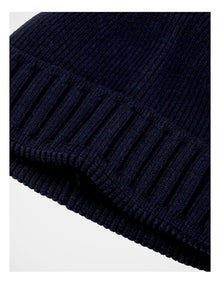 Ribbed Contrast Turn Back Beanie Winter Accessory Navy
