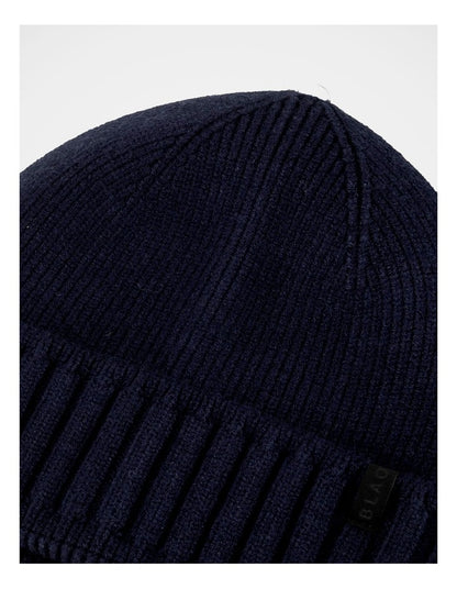 Ribbed Contrast Turn Back Beanie Winter Accessory Navy