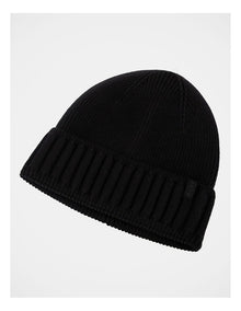 Ribbed Contrast Turn Back Beanie  Winter Accessory Black