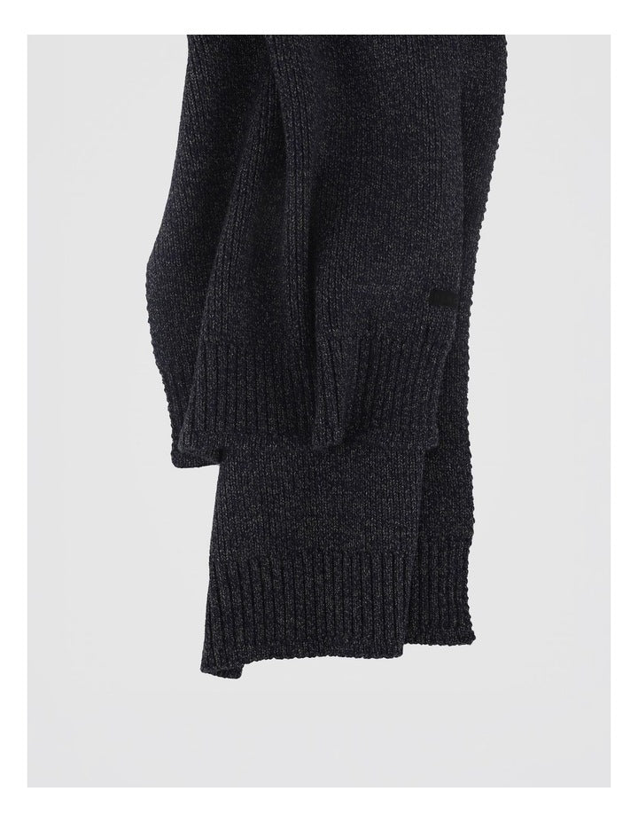 Rib Knit Scarf Two Tone Winter Accessory Navy/Charcoal