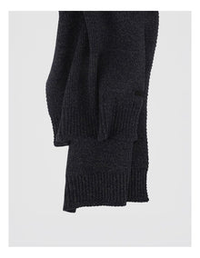 Rib Knit Scarf Two Tone Winter Accessory Navy/Charcoal
