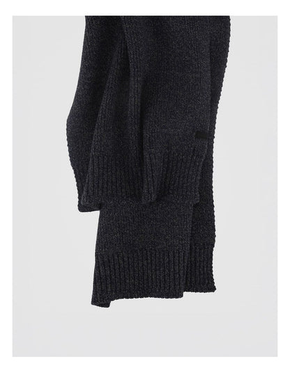 Rib Knit Scarf Two Tone Winter Accessory Navy/Charcoal
