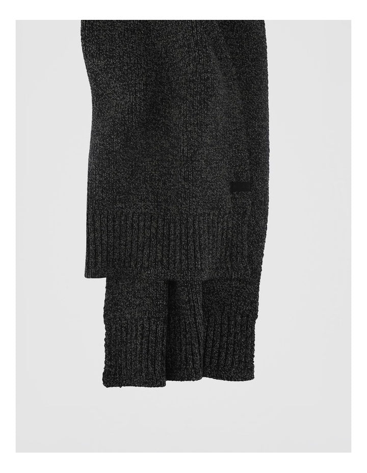 Rib Knit Scarf Two Tone Winter Accessory Black/Grey