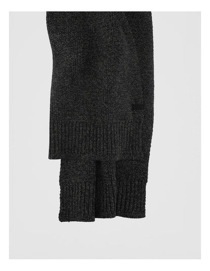 Rib Knit Scarf Two Tone Winter Accessory Black/Grey