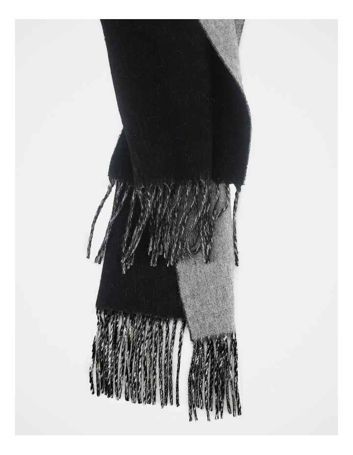 Reversible Wool Scarf Winter Accessory Black/Grey
