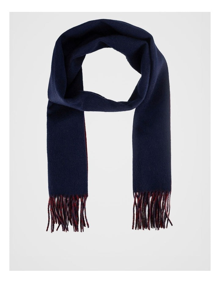 Reversible Wool Scarf Winter Accessory Navy/Red
