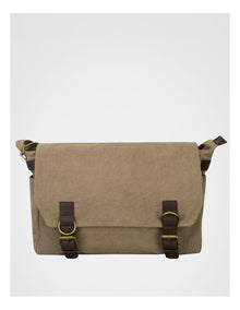 Canvas Messenger Bag With Leather Trims  Bag Beige/Brown