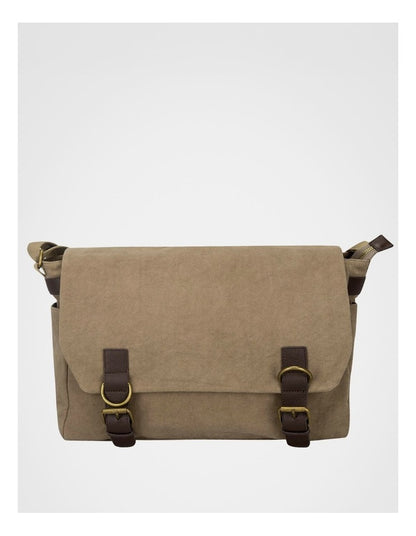 Canvas Messenger Bag With Leather Trims  Bag Beige/Brown