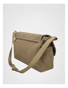 Canvas Messenger Bag With Leather Trims  Bag Beige/Brown