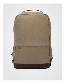 Canvas Backpack Bag With Leather Trims Bag Beige/Brown