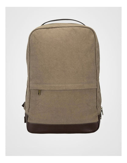 Canvas Backpack Bag With Leather Trims Bag Beige/Brown