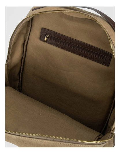 Canvas Backpack Bag With Leather Trims Bag Beige/Brown