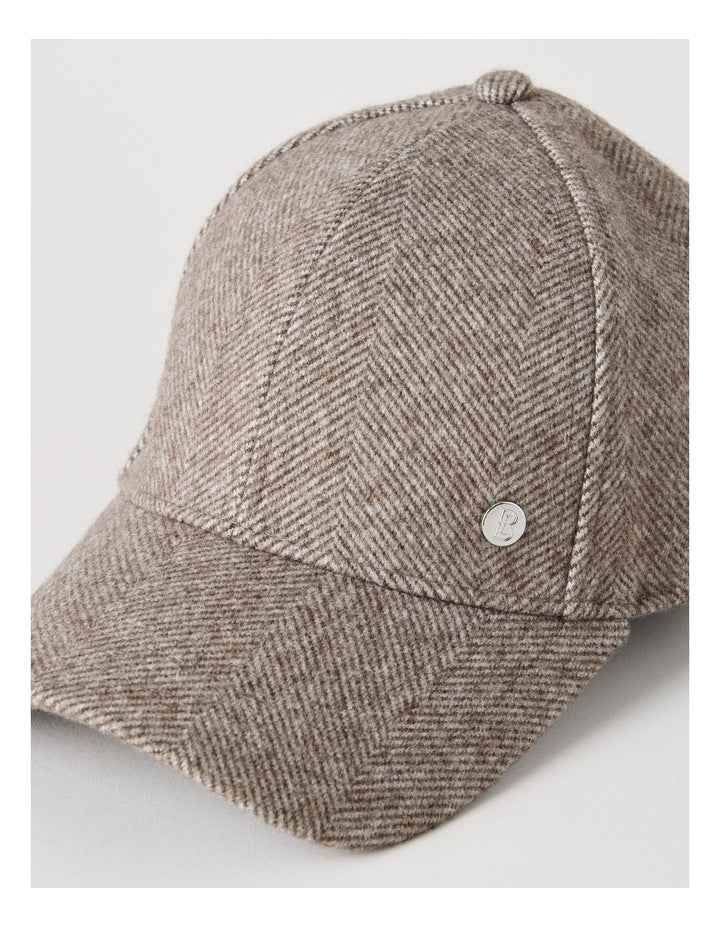 Herringbone Cap Hat in Beige/Brown