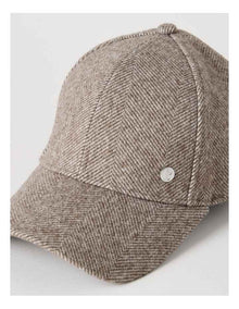 Herringbone Cap Hat in Beige/Brown