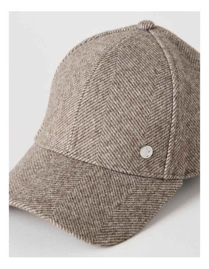 Herringbone Cap Hat in Beige/Brown