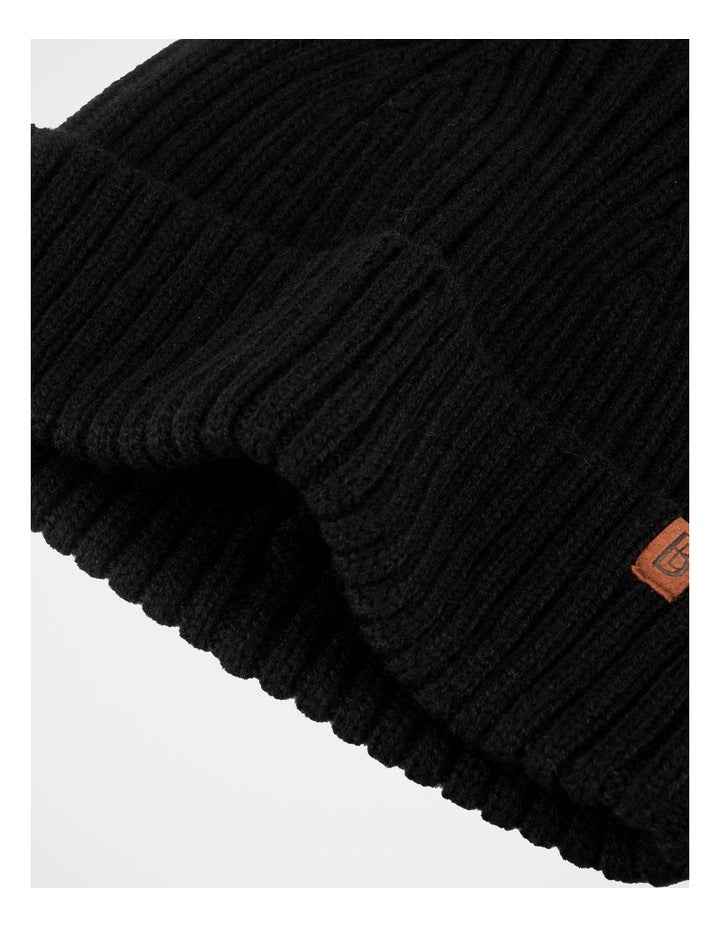 Double Rib Knit Wool Beanie  Winter Accessory Black