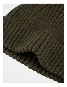 Double Rib Knit Wool Beanie  Winter Accessory Olive