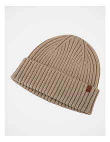 Double Rib Knit Wool Beanie  Winter Accessory Beige